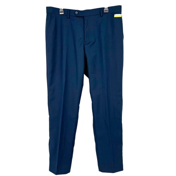 Leda Chan Mens Navy Flat Front Dress Pants Size 36W NWOT - Picture 1 of 11